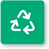 újrahasznosítás szimbóluma zöld háttérrel