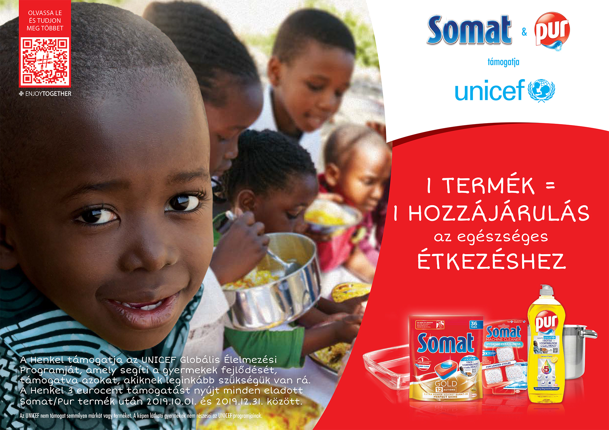 A Somat és a Pur is támogatja az UNICEF Globális Élelmezési Programját: 1 termék = 1 egészséges étkezéshez való hozzájárulás