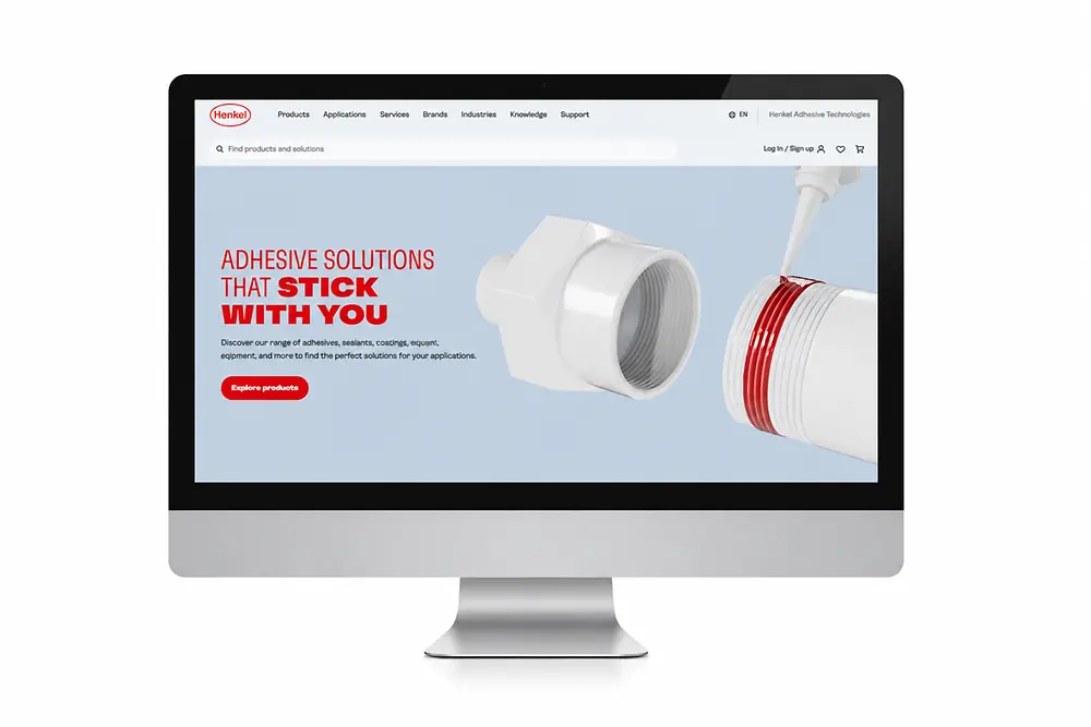 Monitor képernyő a Henkel Adhesive Technologies honlapjáról.