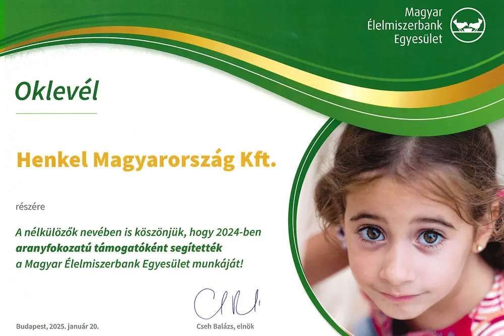 oklevél-henkel-aranyfokozat-magyar-élelmiszerban-egyesuelet